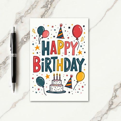 Joyful Colorful Text Birthday Card