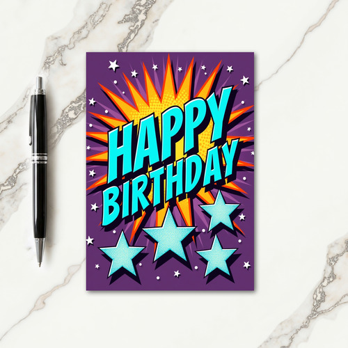 Joyful Comic Style Birthday Card
