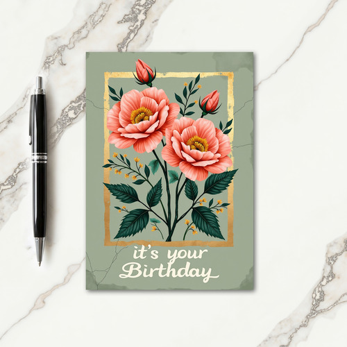 Joyful Coral Bloom Birthday Card