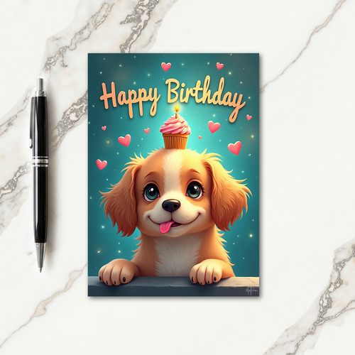 Joyful Cupcake Dog Card