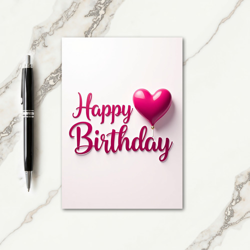 Joyful Cursive Fuchsia Heart Card