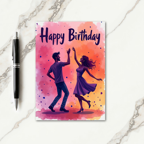 Joyful Dancing Couple Birthday Card