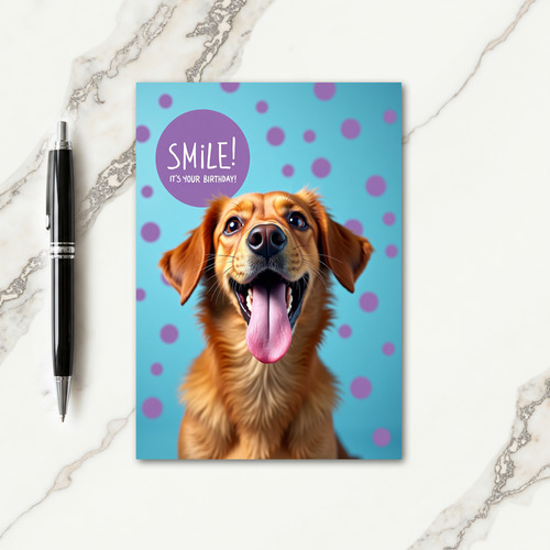Joyful Dog Aqua Birthday Card