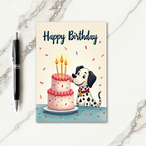 Joyful Dog Cake Birthday Card
