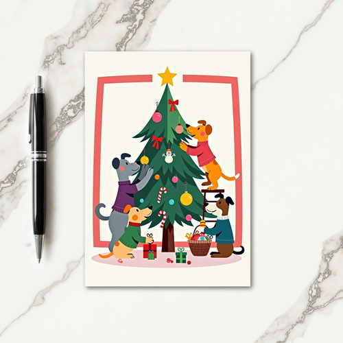 Joyful Dog Decorating Christmas Card