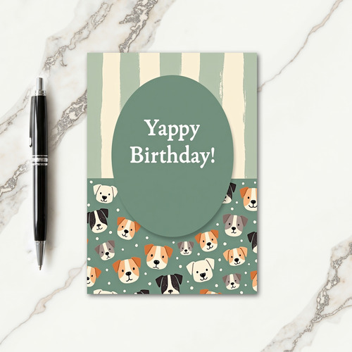 Joyful Dog Striped Birthday Card