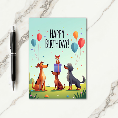 Joyful Dogs Birthday Card