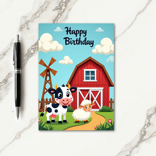 Joyful Farm Animal Birthday Card