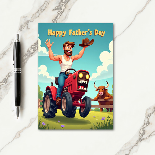 Joyful Fathers Day Farm Scene Card