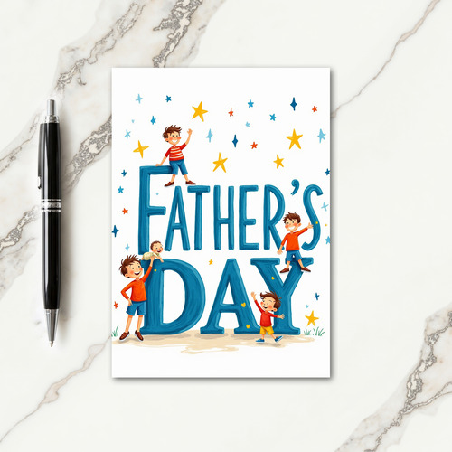 Joyful Fathers Day Lettering Card