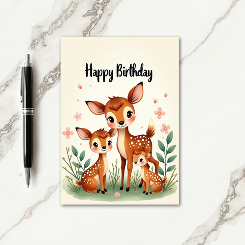 Joyful Fawn Family Birthday Card