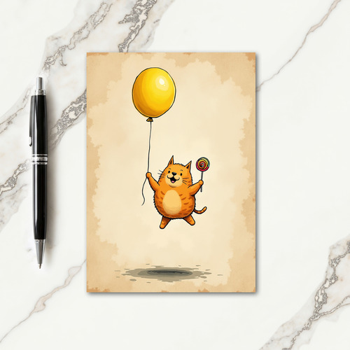 Joyful Feline Balloon Card