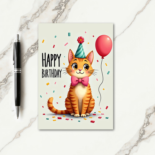 Joyful Feline Illustration Card