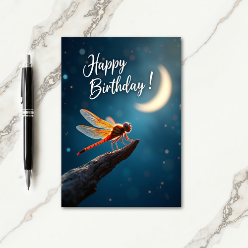 Joyful Fiery Insect Moonlit Card