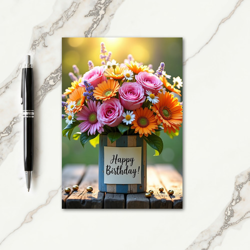 Joyful Floral Arrangement Card