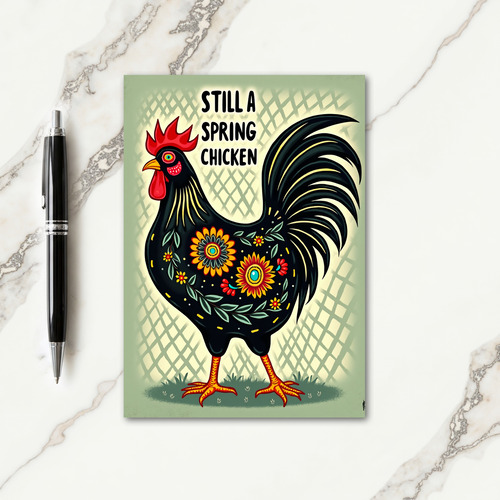 Joyful Floral Rooster Card