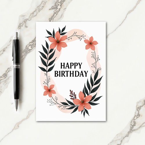 Joyful Floral Wreath Birthday Card