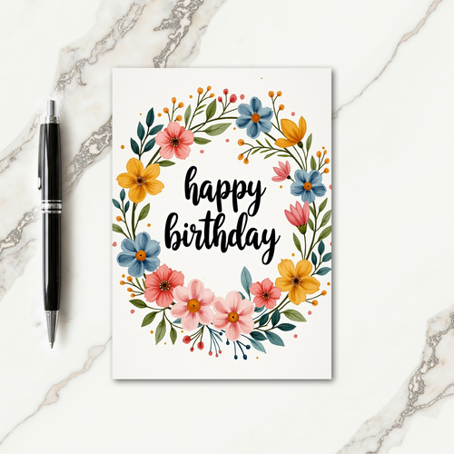 Joyful Floral Wreath Card