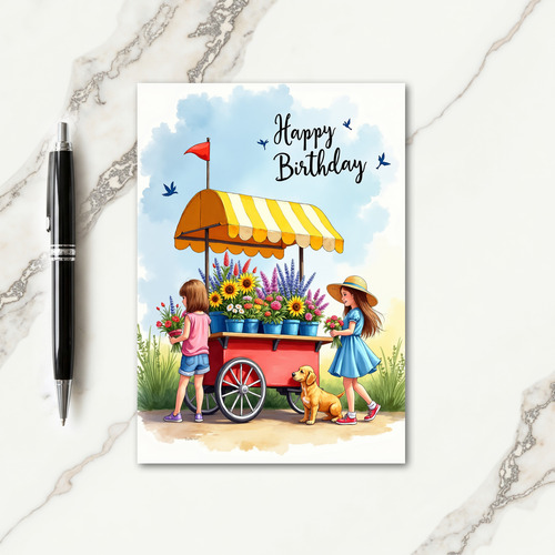 Joyful Flower Cart Card