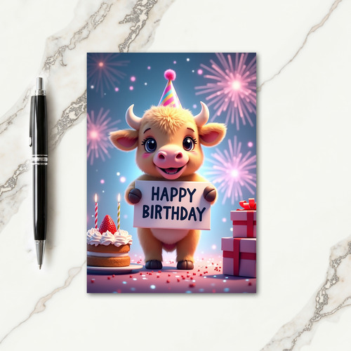 Joyful Fluffy Animal Birthday Card