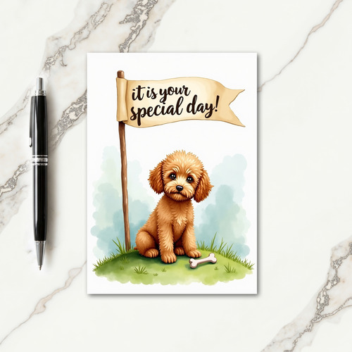 Joyful Fluffy Dog Birthday Card