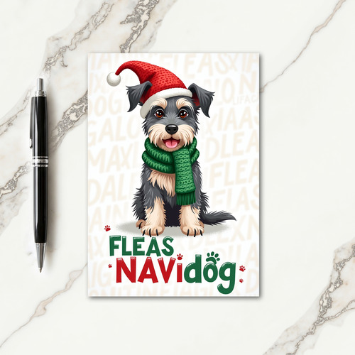 Joyful Fluffy Dog Christmas Card