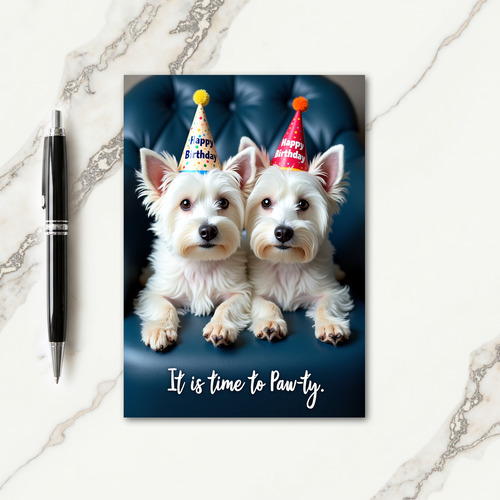 Joyful Fluffy Dogs Birthday Card