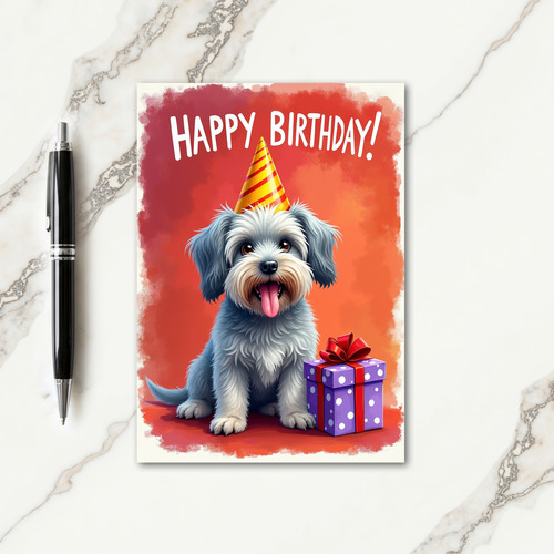 Joyful Fluffy Pup Birthday Card