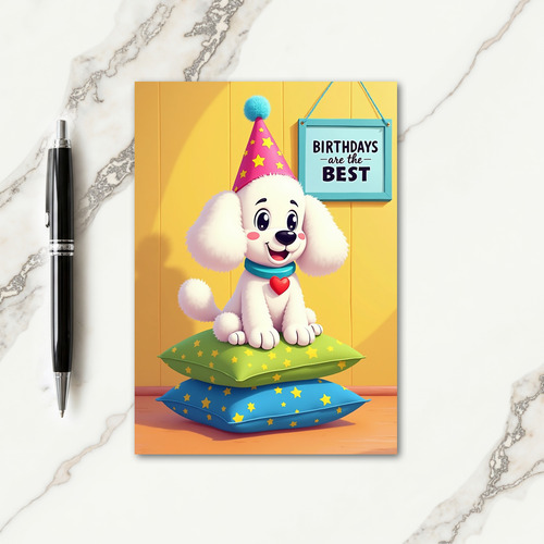 Joyful Fluffy Puppy Birthday Card