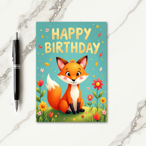 Joyful Fox Birthday Card