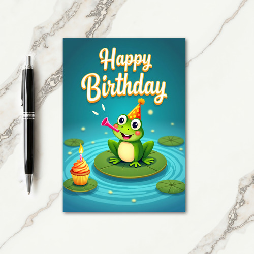 Joyful Frog Birthday Card