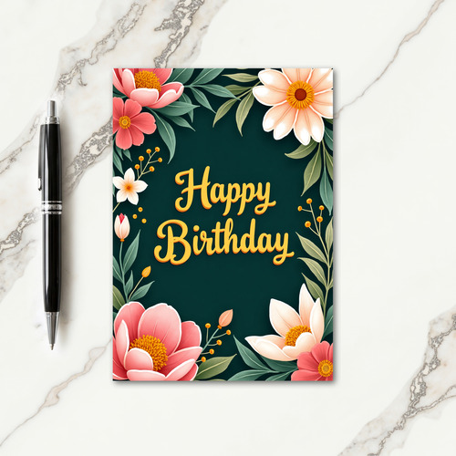 Joyful Gilded Floral Birthday Card