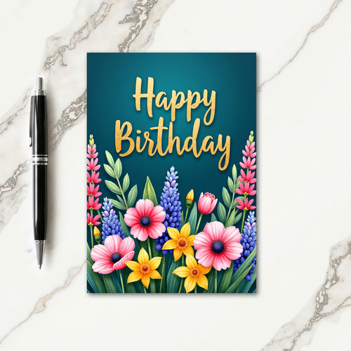 Joyful Gold Script Birthday Card