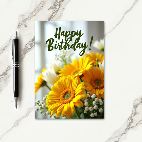 Joyful Golden Bloom Birthday Card