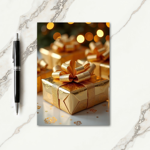 Joyful Golden Floral Christmas Card