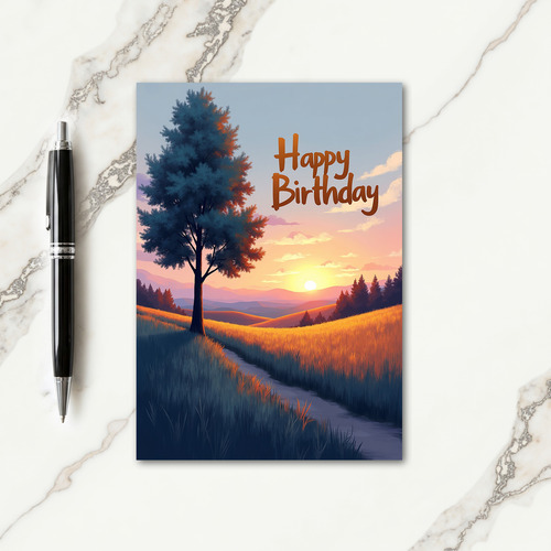Joyful Golden Path Birthday Card