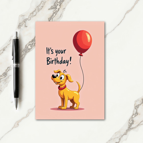 Joyful Golden Pup Birthday Card
