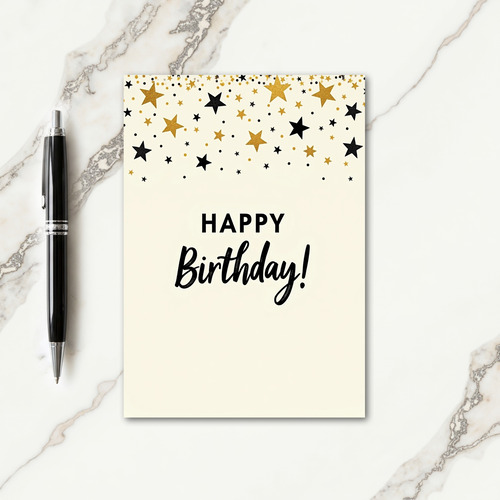Joyful Golden Stars Birthday Card