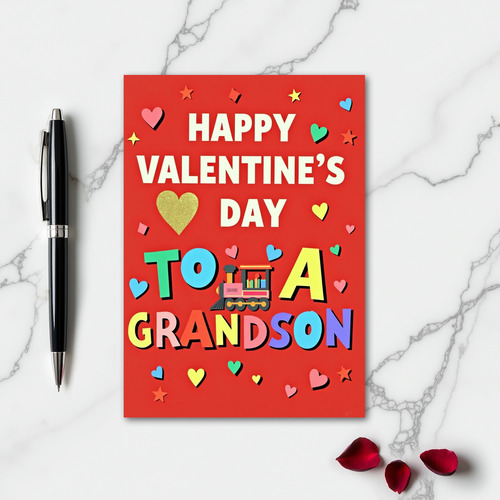 Joyful Grandson Valentines Day Card