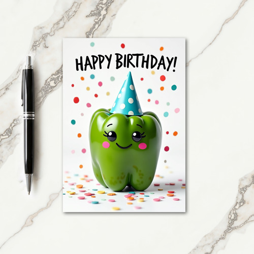 Joyful Green Character Birthday Card