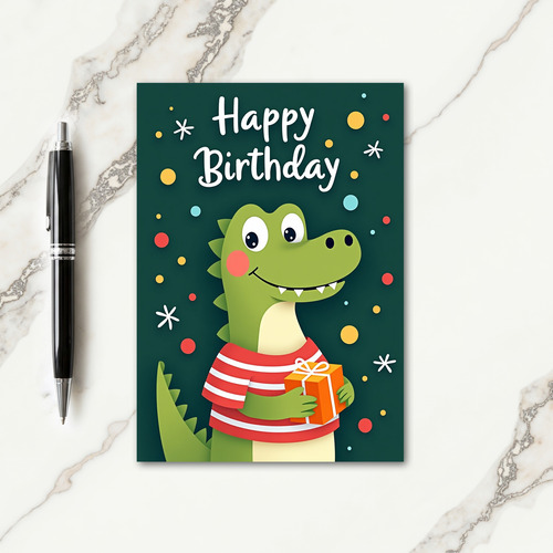 Joyful Green Creature Birthday Card