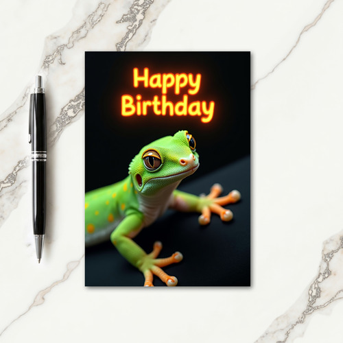 Joyful Green Lizard Card
