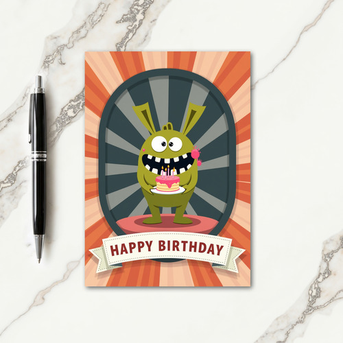 Joyful Grinning Creature Birthday Card