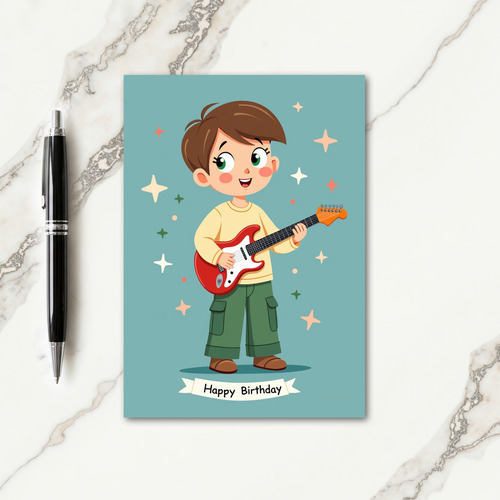 Joyful Guitar Kid Card