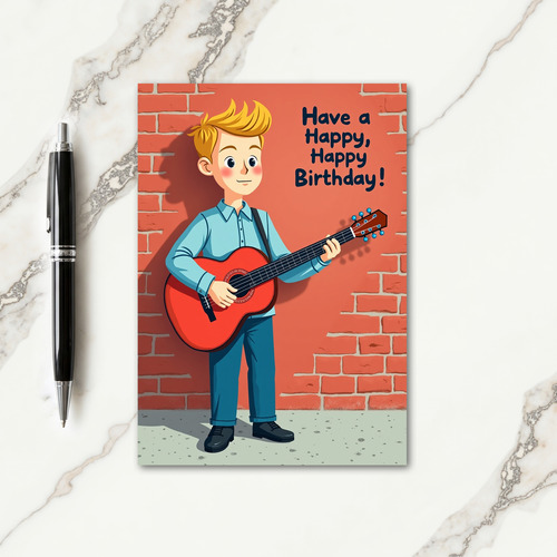 Joyful Guitarist Birthday Card