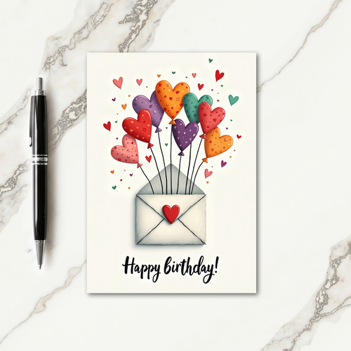 Joyful Heart Balloon Birthday Card