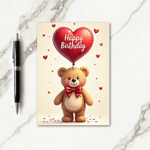 Joyful Heart Bear Birthday Card