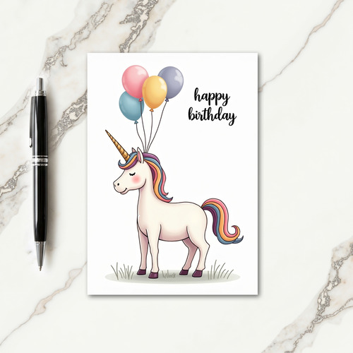 Joyful Horned Horse Birthday Card