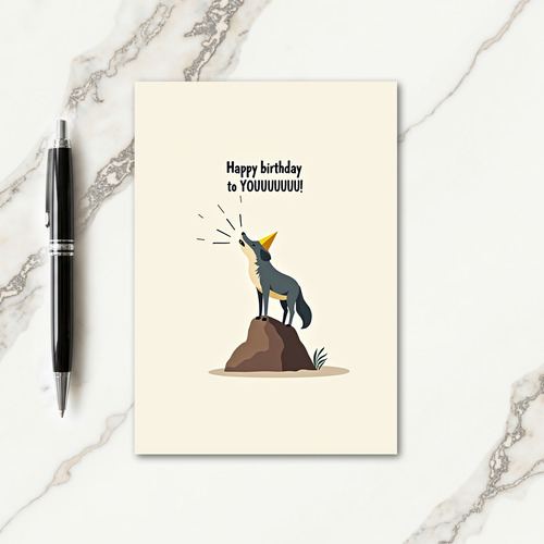 Joyful Howling Pup Birthday Card