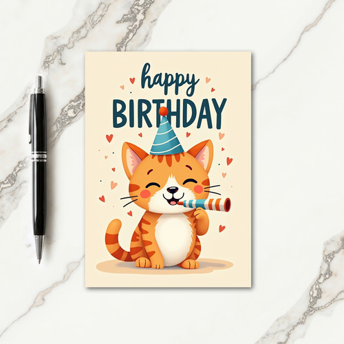 Joyful Kitten Birthday Card